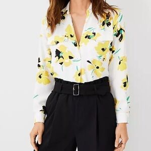 ⭐️ANN TAYLOR Floral Camp Shirt - Yellow Spring Size S